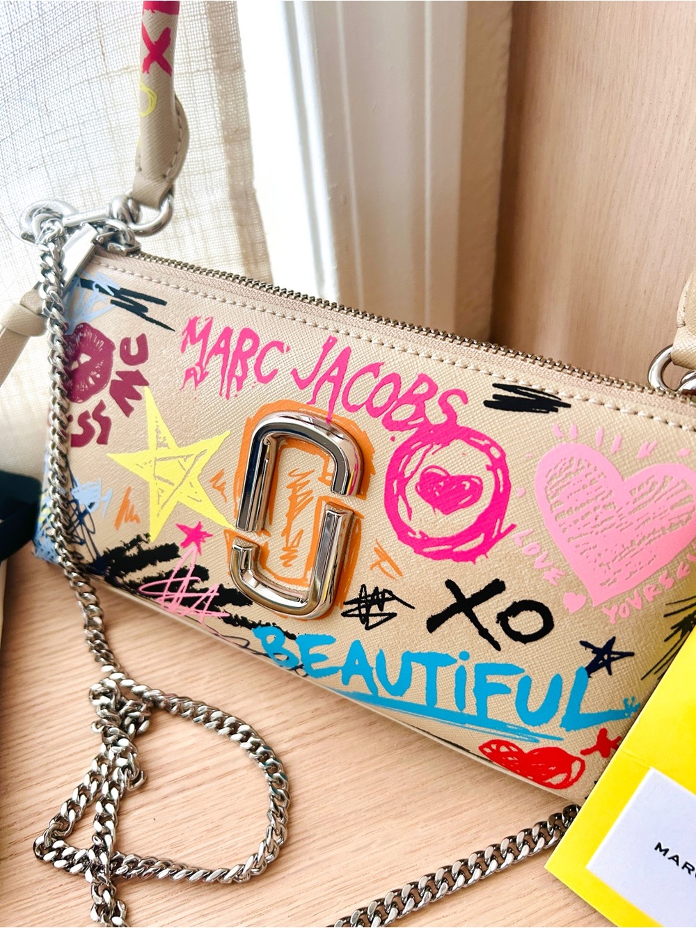 NWT💋Marc Jacobs The Punk Scribble Snapshot Convertible Shoulder Bag Chain Tattoo - Picture 3 of 8